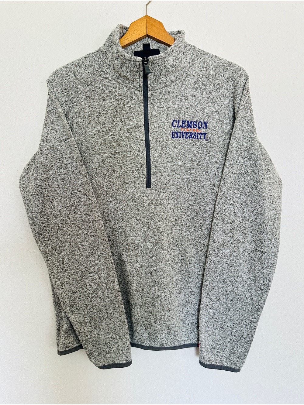 League Collegiate Wear Clemson Tigers Heather Gray Quarter-Zip Pullover Size M